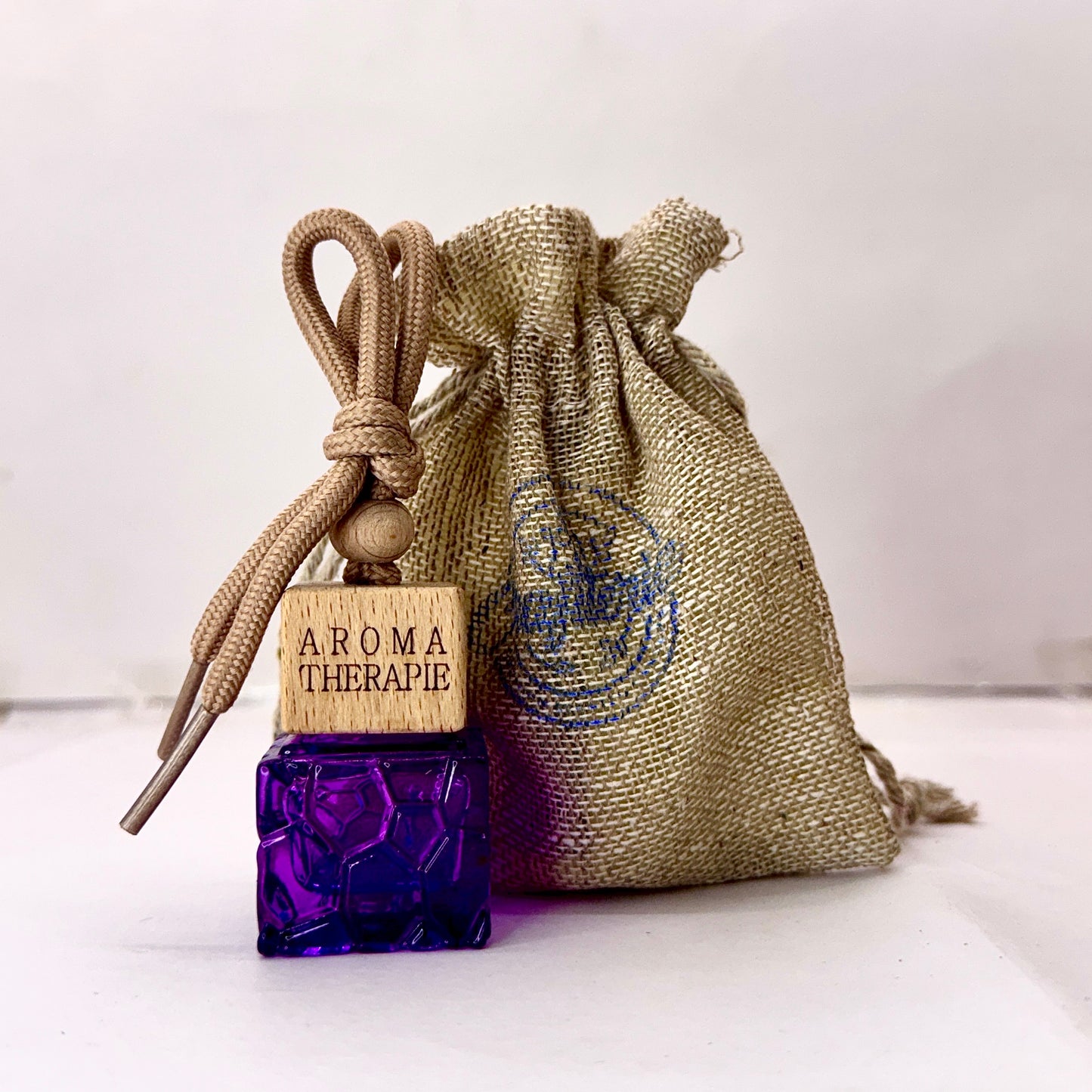 Premium Car Air Freshener Glass Bottle Pandent with Jute Bag